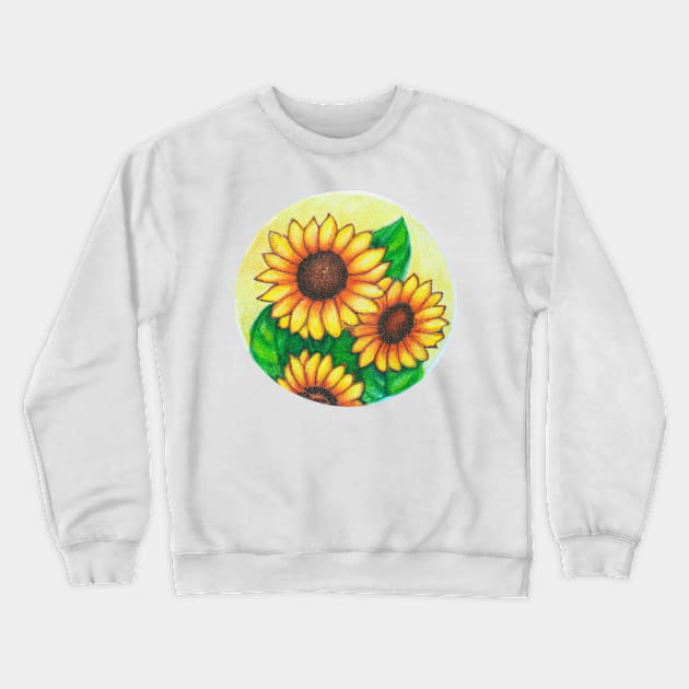 Watercolor Sunflowers Crewneck Sweatshirt by Kaamalauppias